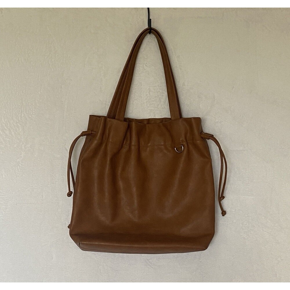Urban Outfitters Brown Faux Leather Drawstring Tote Shoulder Bag
